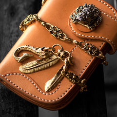 Handmade Leather billfold Mens Chain Biker Wallet Cool Leather Wallet With Chain Wallets for Men