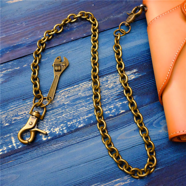 Badass Men's Gold Brass Spanner Wallet Chain Pants Chain Long Biker Wallet Chain For Men - iwalletsmen
