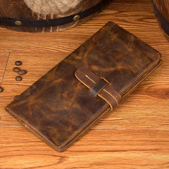 Brown Vintage Mens long Wallet Bifold Long Wallet Clutch Wallet Long Wallets for Men - iwalletsmen