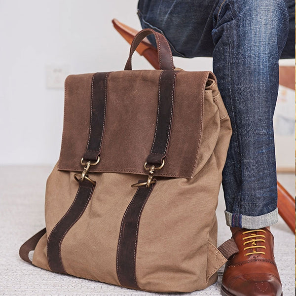 Canvas Mens Cool Backpack Canvas Travel Bag Canvas School Bag for Men - iwalletsmen