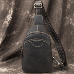 Black Leather Sling Backpack Mens Sling Pack Coffee Leather Sling Bag For Men - iwalletsmen