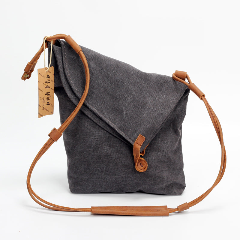 Canvas Mens Womens Casual Gray 12‘’ Courier Bag Side Bag Messenger Bag for Men - iwalletsmen