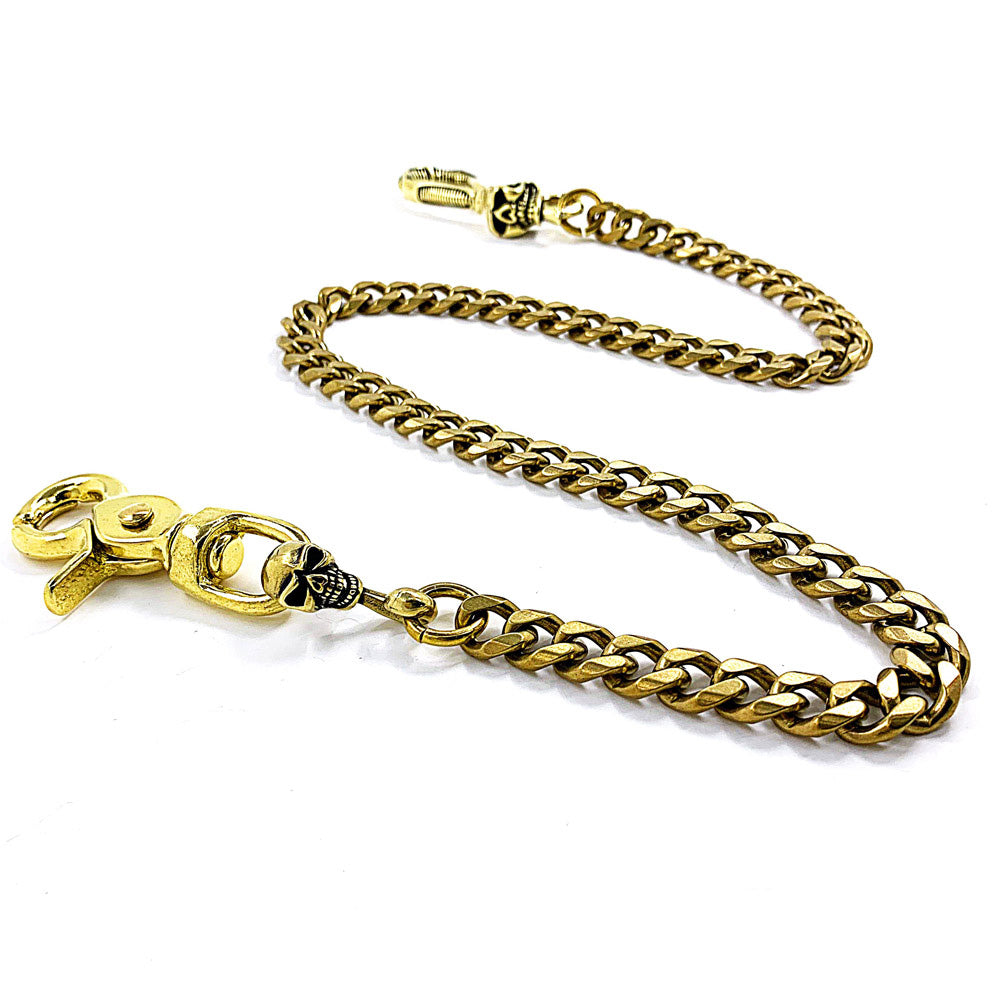 Fashion Brass 19" Skull Mens Pants Chain Gold Wallet Chain Motorcycle Wallet Chain for Men - iwalletsmen