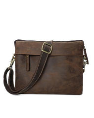 Leather Mens Brown Cool Small Messenger Bag Vintage Shoulder Bags For Men - iwalletsmen