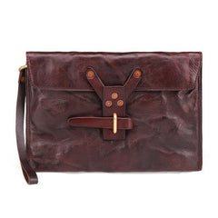 Chocolate Leather Mens Clutch Wristlet Wallet Bag Cool Zipper Clutch Wallet For Men - iwalletsmen