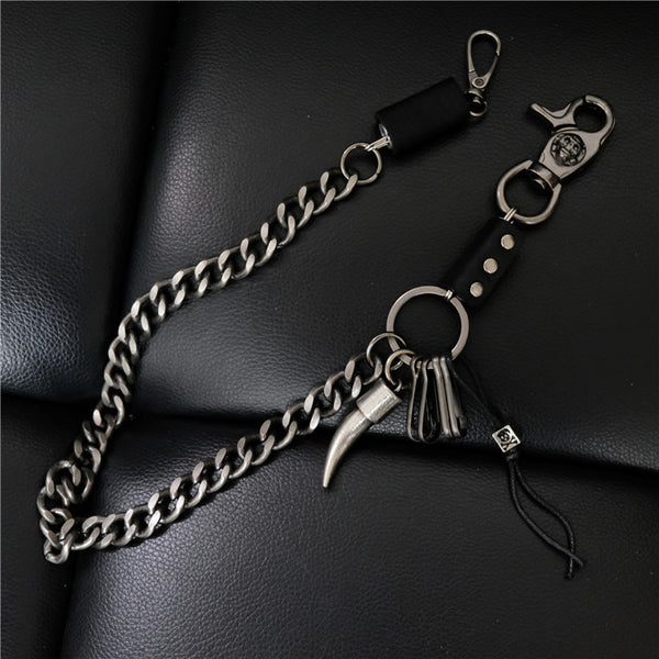 Cool Men's Silver Skull Long Wallet Chain Pants Chain Biker Wallet Chain For Men - iwalletsmen