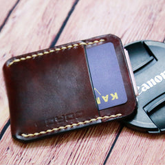 Leather Mens Slim Front Pocket Wallets Leather Cards Wallet for Men - iwalletsmen