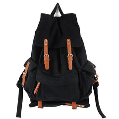 Black CANVAS Mens Casual Waterproof Computer Backpack Black Travel Backpack College Backpack Hiking Backpack For Men - iwalletsmen