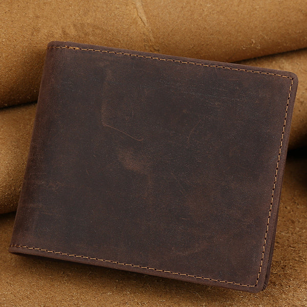 Vintage Bifold Leather Mens Wallet Small Wallet Front Pocket Wallets for Men - iwalletsmen