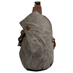 Cool Waxed Canvas Mens Sling Bag Chest Bag One Shoulder Packs for men - iwalletsmen