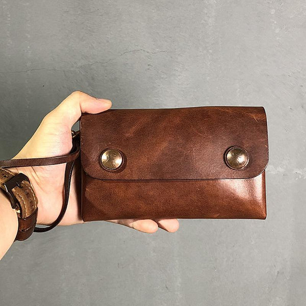 Handmade Black Leather Mens Long Wallet Tan Wristlet Wallet Brown Clutch Biker Chain Wallet Men - iwalletsmen