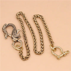 Cool Men's Brass Dragon Key Chain Stainless Steel Pants Chains Biker Wallet Chain For Men - iwalletsmen
