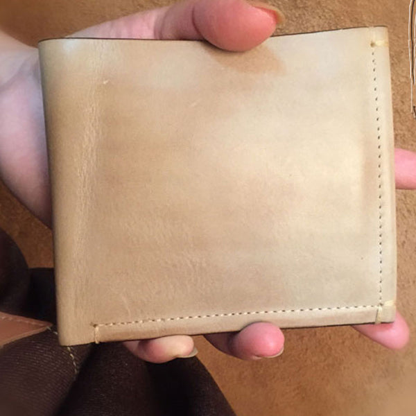 Handmade Leather Mens Cool billfold Leather Wallet Men Slim Wallet Bifold for Men