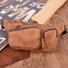 Badass Leather Fanny Pack Men's Brown Hip Bag Bum Bag Waist Bag For Men - iwalletsmen