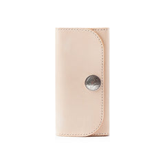 Beige Handmade Leather Mens Long Wallet Bifold Clutch Wallets Long CellPhone Wallet For Men - iwalletsmen