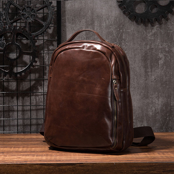 Cool Mens Leather School Backpack Satchel Backpacks Leather Travel Backpack for Men - iwalletsmen