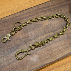 Cool Men's Handmade Chinese Dragon Brass Key Chain Pants Chains Biker Wallet Chain For Men - iwalletsmen