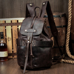 Light Brown Casual Mens Leather 15-inch Computer Backpack Dark Brown Travel Backpacks School Backpacks for men - iwalletsmen