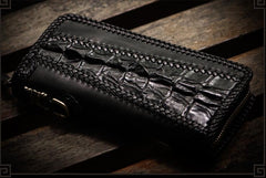 Handmade Leather Mens Chain Biker Wallet Cool Leather Wallet Long Clutch Wallets for Men