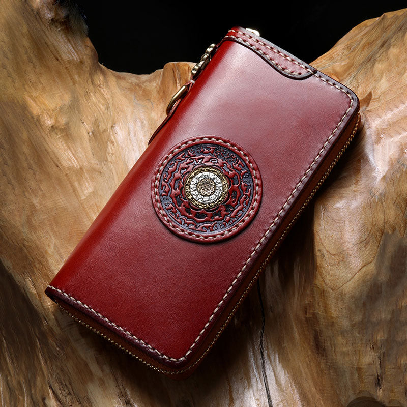 Handmade Leather Tooled Prajna Mens Chain Biker Wallet Cool Leather Wa –  imessengerbags