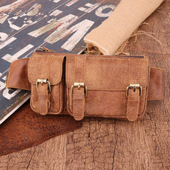 Badass Leather Fanny Pack Men's Brown Hip Bag Chest Bag Bum Bag Waist Bag For Men - iwalletsmen