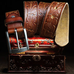 Handmade Genuine Leather Mens Leather Men Brown Black Belt for Men Cool Leather Belt