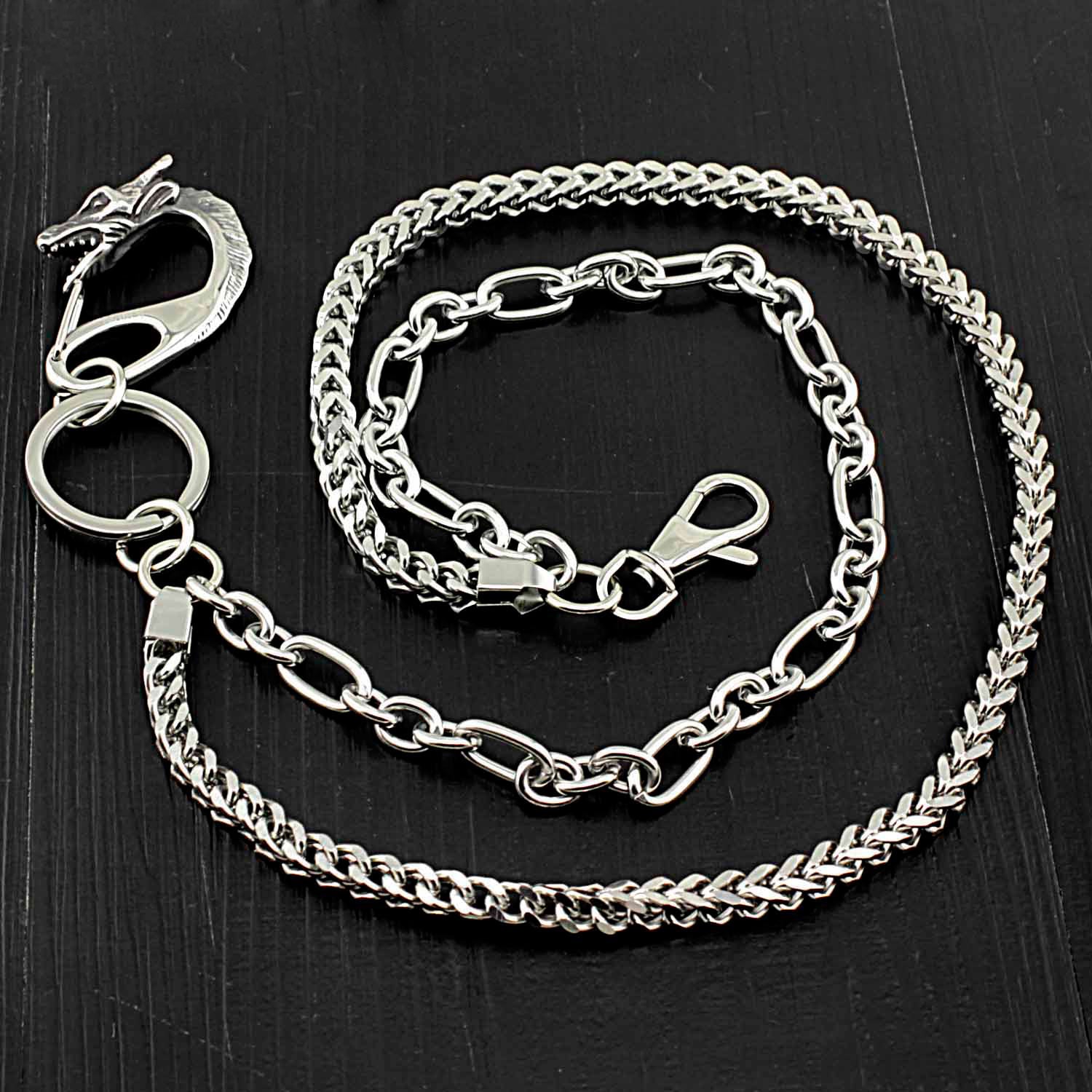 Badass Stainless Steel Mens Double Wallet Chain Long Silver Biker Wallet Chain For Men - iwalletsmen