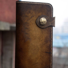 Handmade Mens Vintage Leather Long Biker Wallet Cool Long Chain Wallet for Men - iwalletsmen