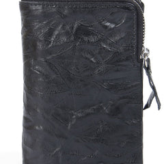 Handmade Leather Mens Cool Long Leather Wallet Trifold Clutch Wallet for Men