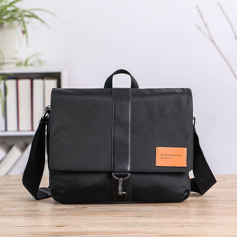 Cool Black Nylon MENS Waterproof Laptop Bag Black Nylon Messenger Bag Courier Bag For Men - iwalletsmen