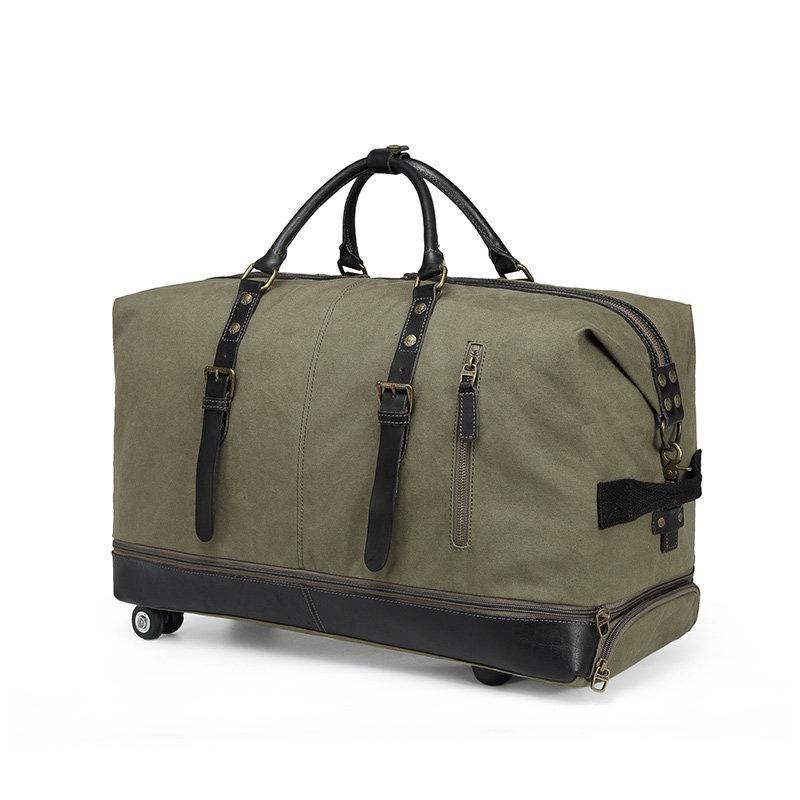 Army Green Canvas Mens Travel Bag Weekender Bag Business Hand Bag Large Travel Bag for Men - iwalletsmen