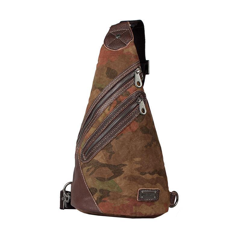 Camouflage Canvas Sling Backpack Men's Sling Bag Camouflage Chest Bag Canvas One shoulder Backpack For Men - iwalletsmen