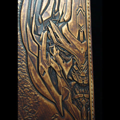 Handmade Leather Tooled Transformers Megatron Mens Long Wallet Cool Leather Wallet Clutch Wallet for Men