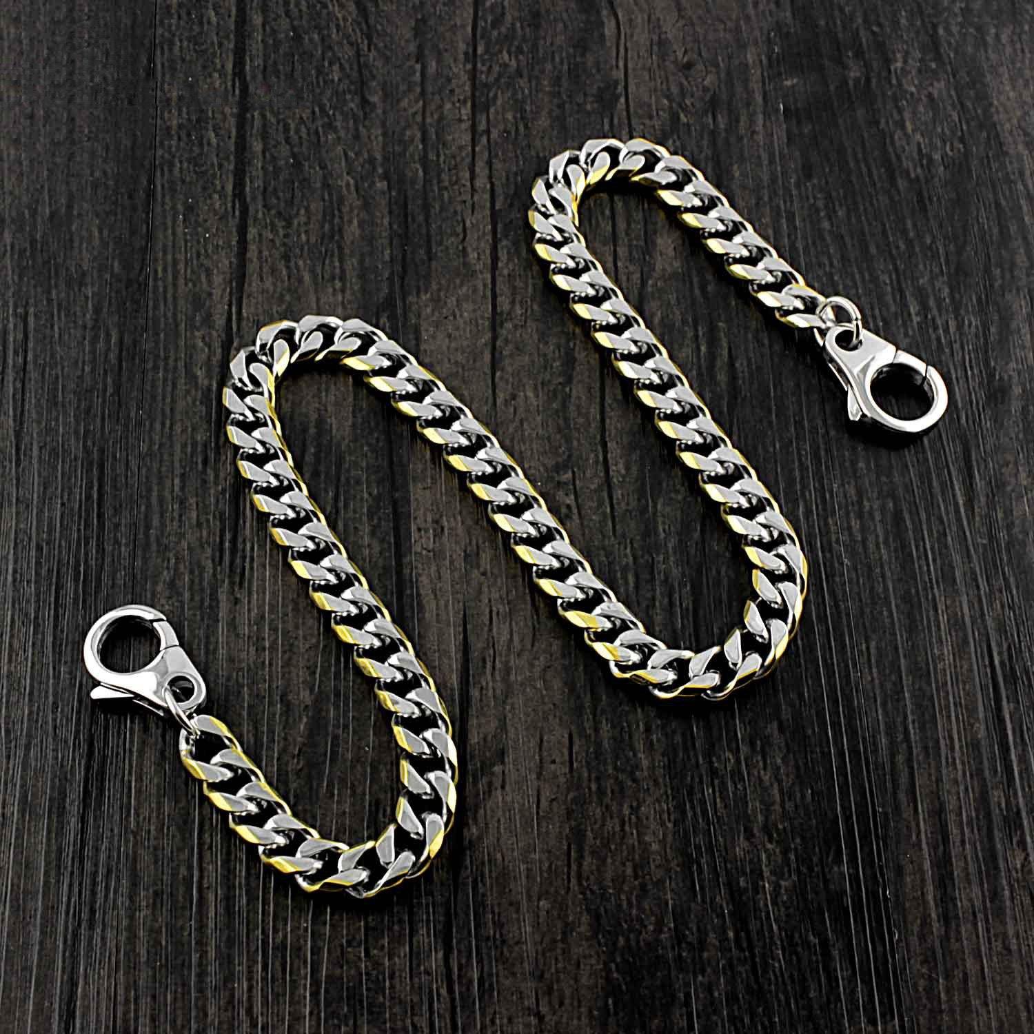 18'' SOLID STAINLESS STEEL BIKER SILVER GOLD WALLET CHAIN LONG PANTS CHAIN Jeans Chain Jean Chain FOR MEN - iwalletsmen