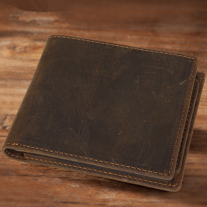 Bifold Leather Mens Wallet Small Wallet billfold Wallet Driver's License Wallet for Men - iwalletsmen