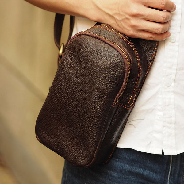 Black Coffee Leather Mens Sling Bag Sling Shoulder Bag Sling On Shoulder Backpack for men - iwalletsmen