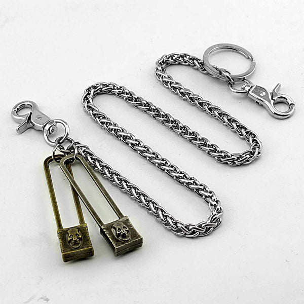 Cool SKull Double Lock Key Chain Long Wallet Chain Pants Chain Jeans Chain Jean Chains For Men - iwalletsmen