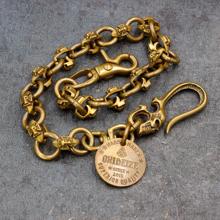 Badass Skull Brass Biker Wallet Chain 1%er Wallet chain 18'' gold pants chain For Men - iwalletsmen