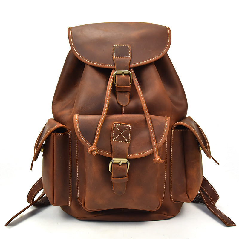 Vintage Leather Mens 14inch Laptop Backpack Travel Backpacks School Backpacks for Men - iwalletsmen