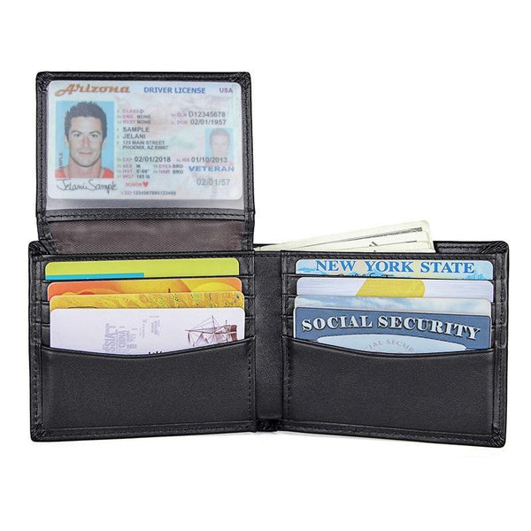 Black Leather Billfold Wallet for Men Black Bifold Wallet Coffee Leather Small Wallet For Men - iwalletsmen