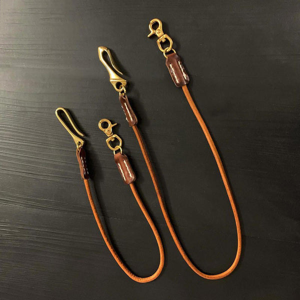 Badass Tan Vintage Leather Long Wallet Chain Cool Punk Rock Biker Wallet Chain Trucker Wallet Key Chain for Men - iwalletsmen