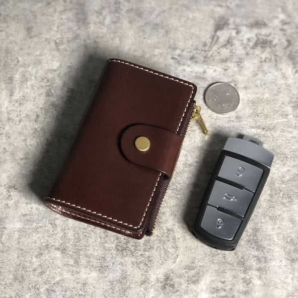 Handmade Leather Mens Cool Key Wallet Car Key Change Coin Card Holder Car Key Case for Men
