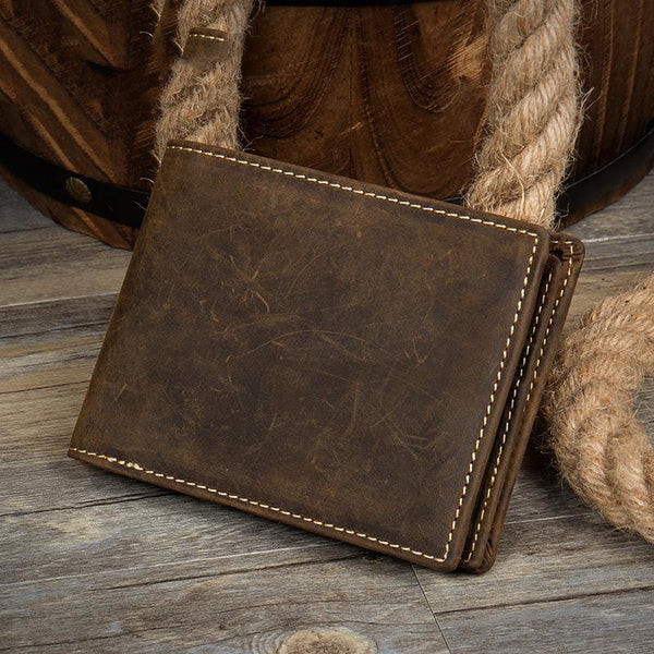 Cool Dark Brown Leather Mens Small Wallet Bifold Slim billfold Wallets for Men - iwalletsmen