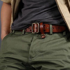 Handmade Leather Mens Casual Black Belt Double Holes Belt Brown Belt For Men - iwalletsmen