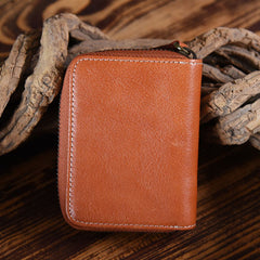 Handmade Mens Cool billfold Leather Wallet Men Small Card Wallets Zipper for Men