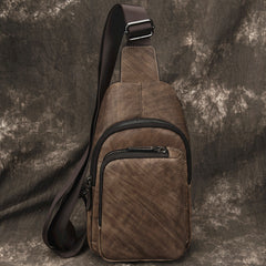 Casual Brown Sling Bag LEATHER MENS Sling Pack One Shoulder BackPack FOR MEN - iwalletsmen