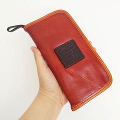 Handmade Mens Black Long Wallet Brown Cool Zipper Long Wallet Clutch Wallet For Men - iwalletsmen