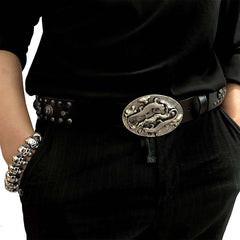 Badass Mens Leather Lizard Rivet Rock Punk Belt Motorcycle Belt Leather Belt For Men - iwalletsmen