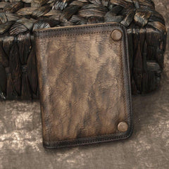 Brown Vintage Bifold Wallet Leather Mens Blue billfold Small Wallet Zipper Small Wallet For Men - iwalletsmen