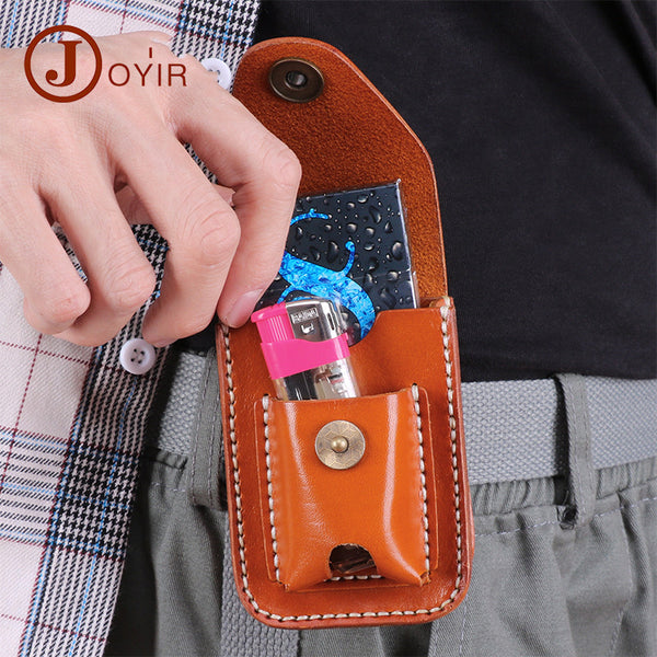 Leather Mens Cigarette Cases with Lighter Holder With Belt Loop Cigarette Holder For Men - iwalletsmen
